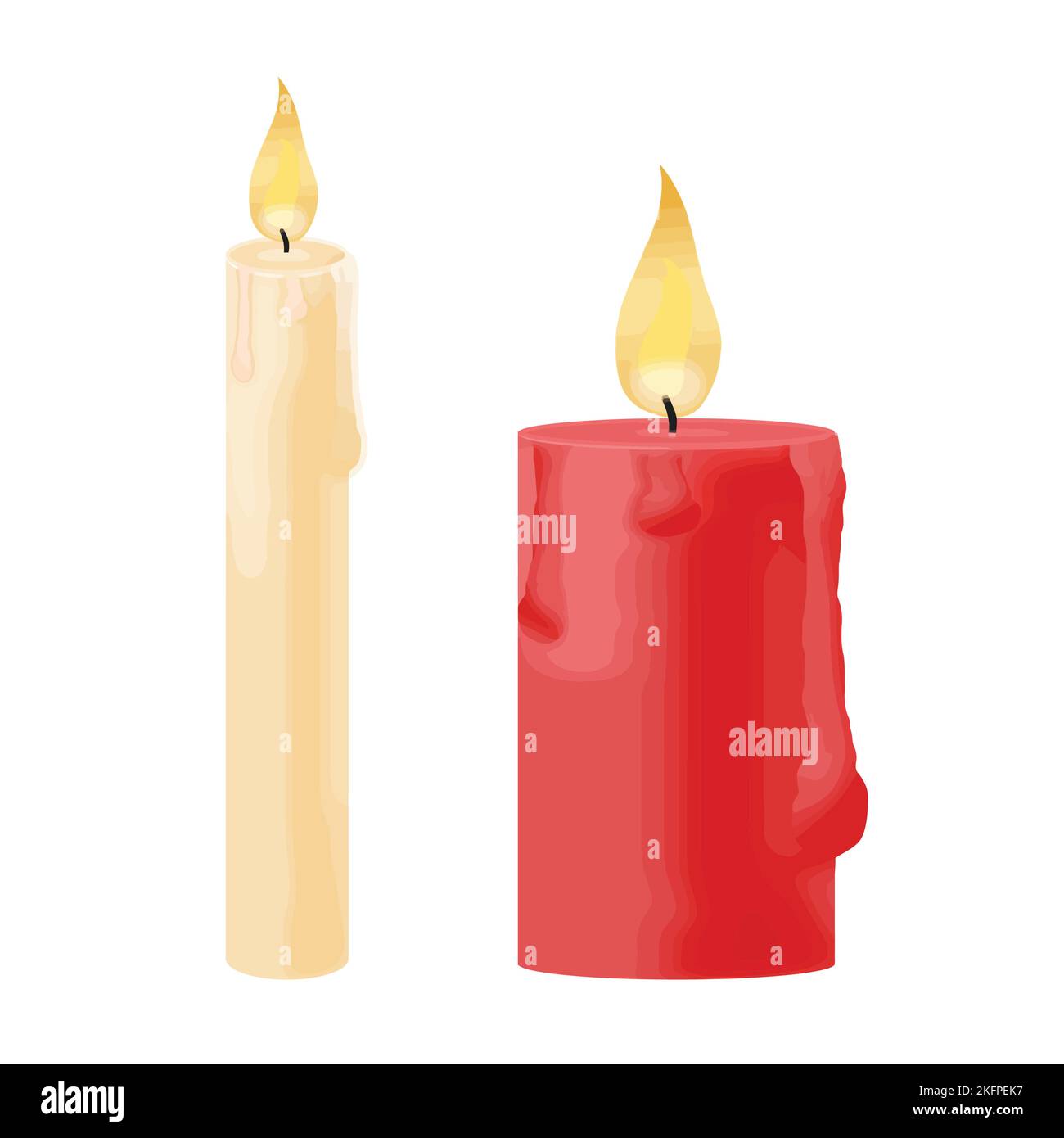 Fire flame candles isolated on white background, vector illustration Stock Vector