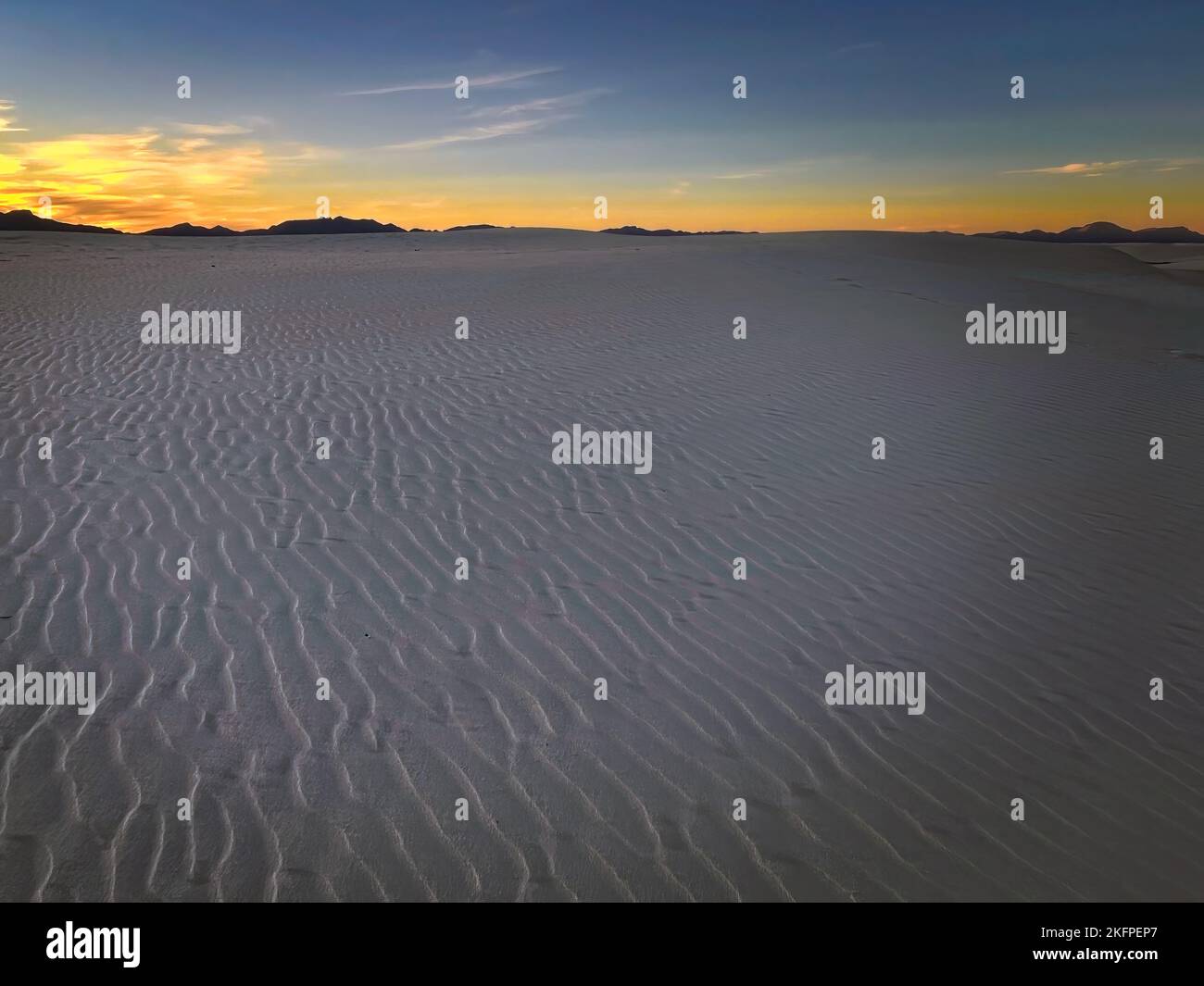 A New Mexico sunset at White Sands National Park. Stock Photo