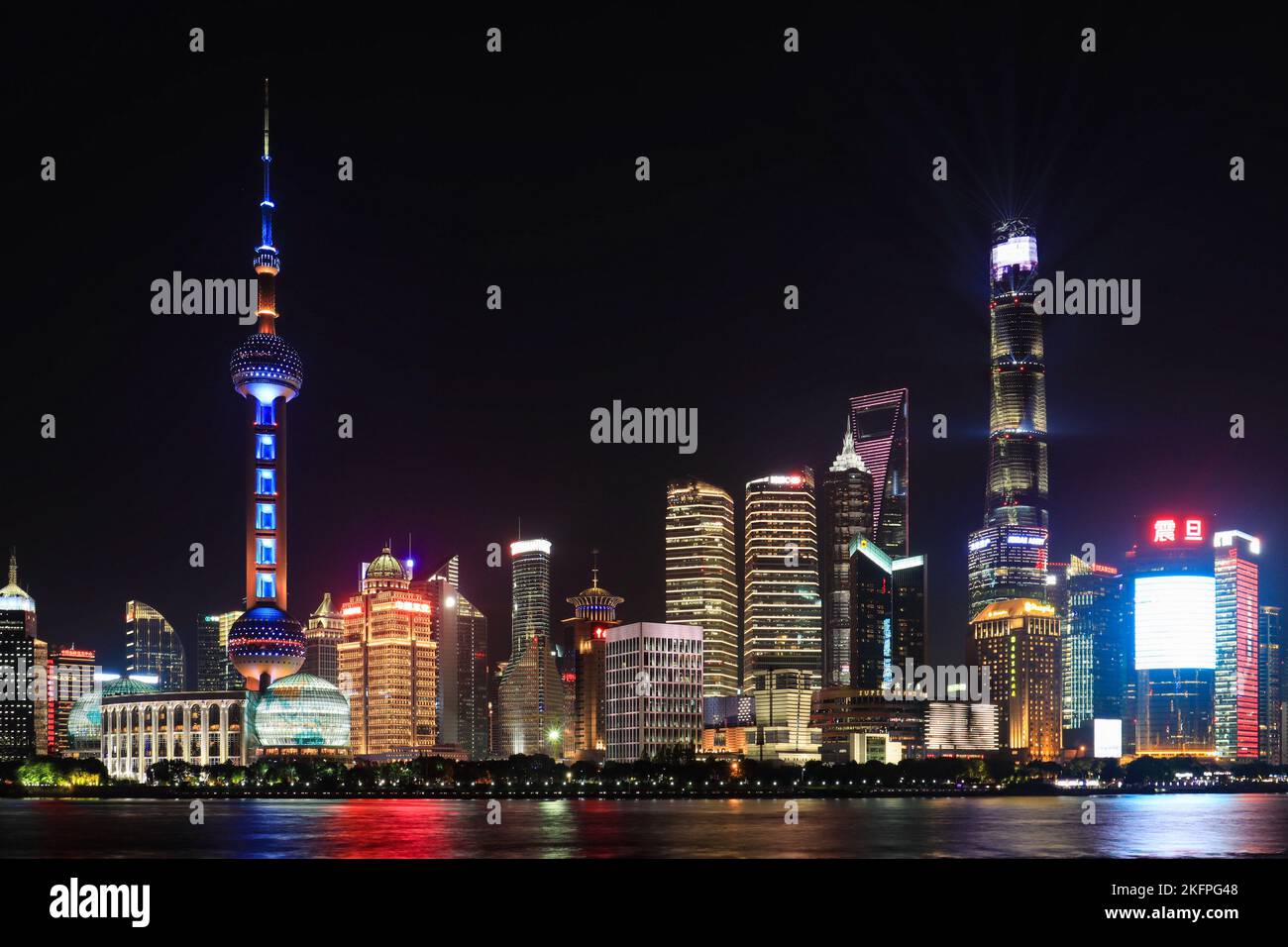 Shanghai, China city skyline on the Huangpu River view Stock Photo - Alamy