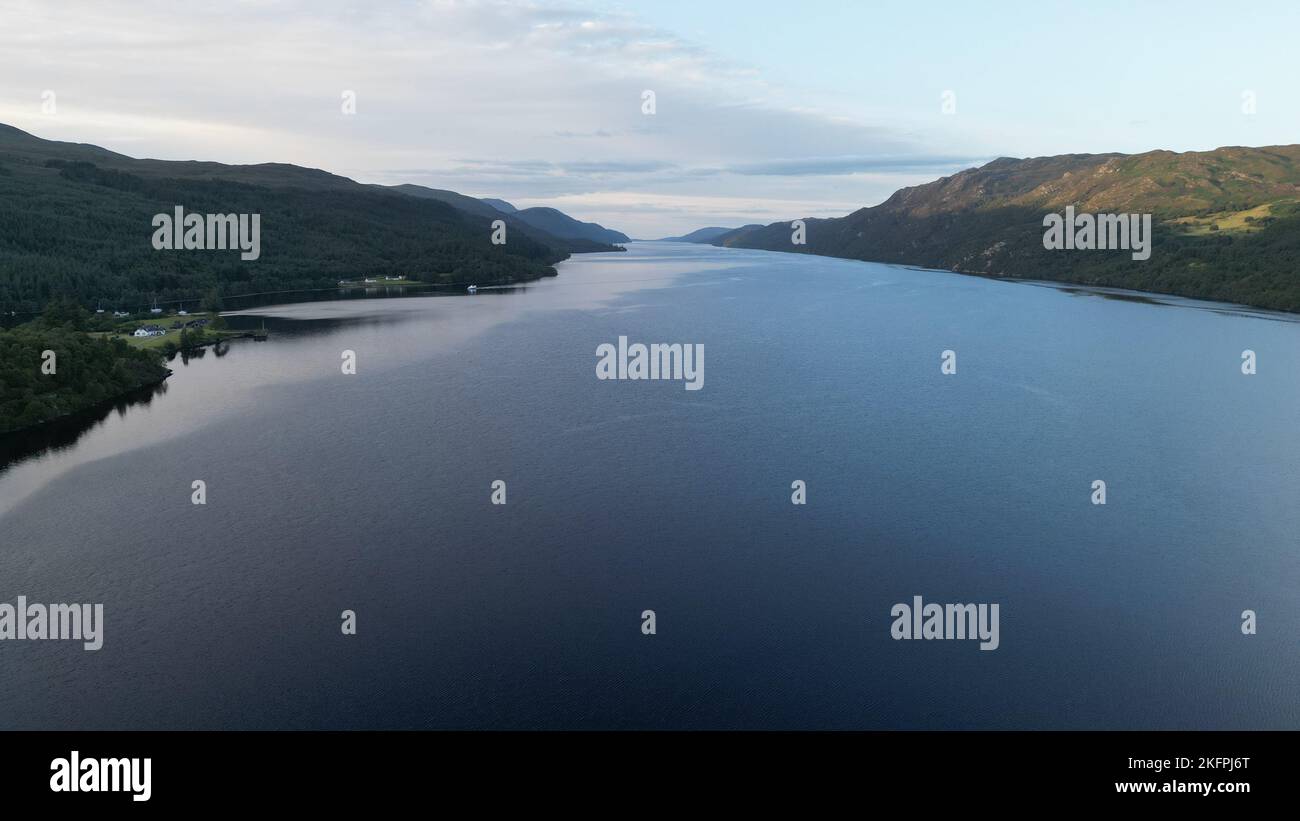 An aerial view of Loch Ness in the Scottish Highlands, UK Stock Photo