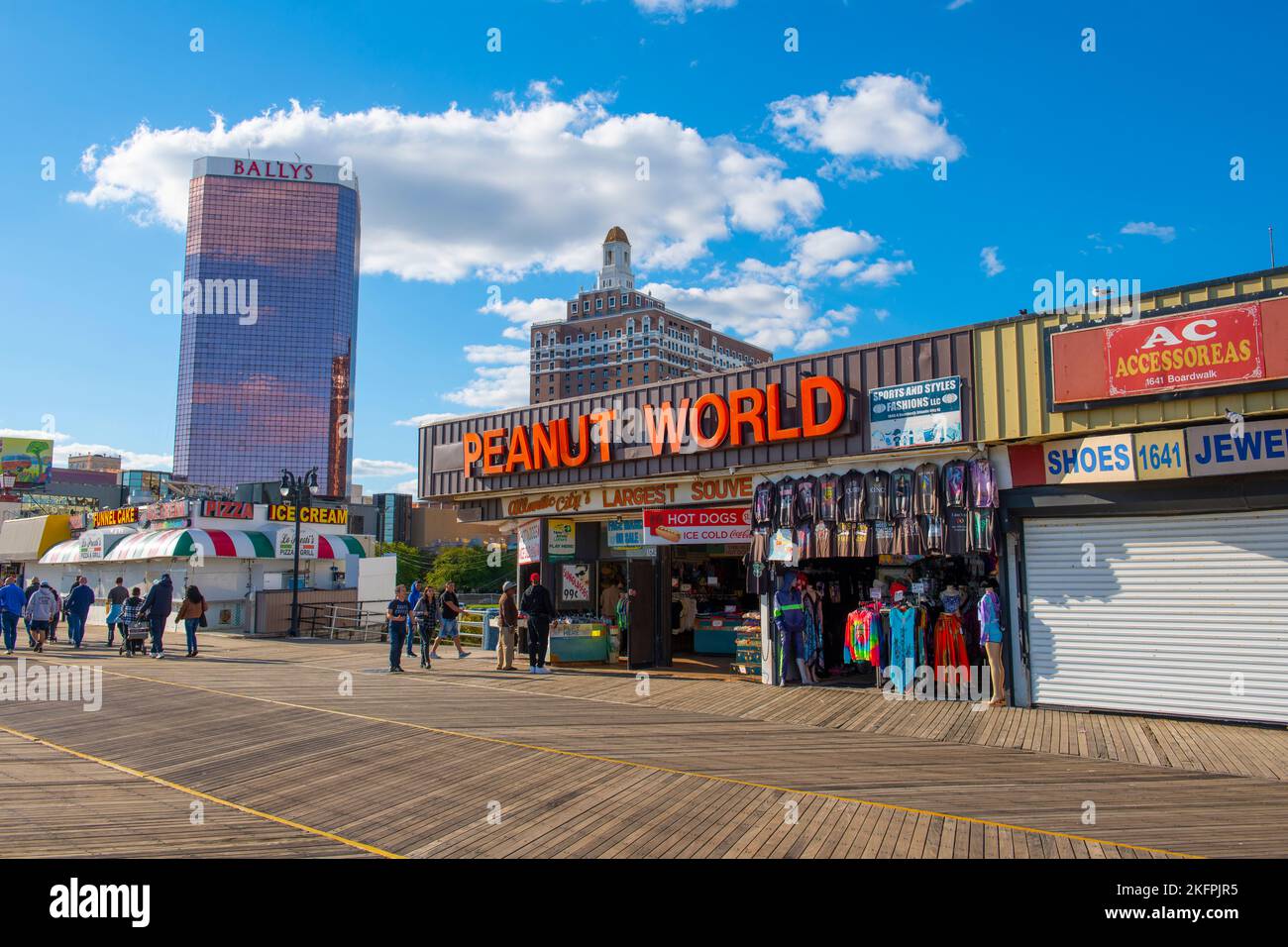 Peanut World souvenir store at Boardwalk in Atlantic City, New Jersey NJ, USA. Stock Photo