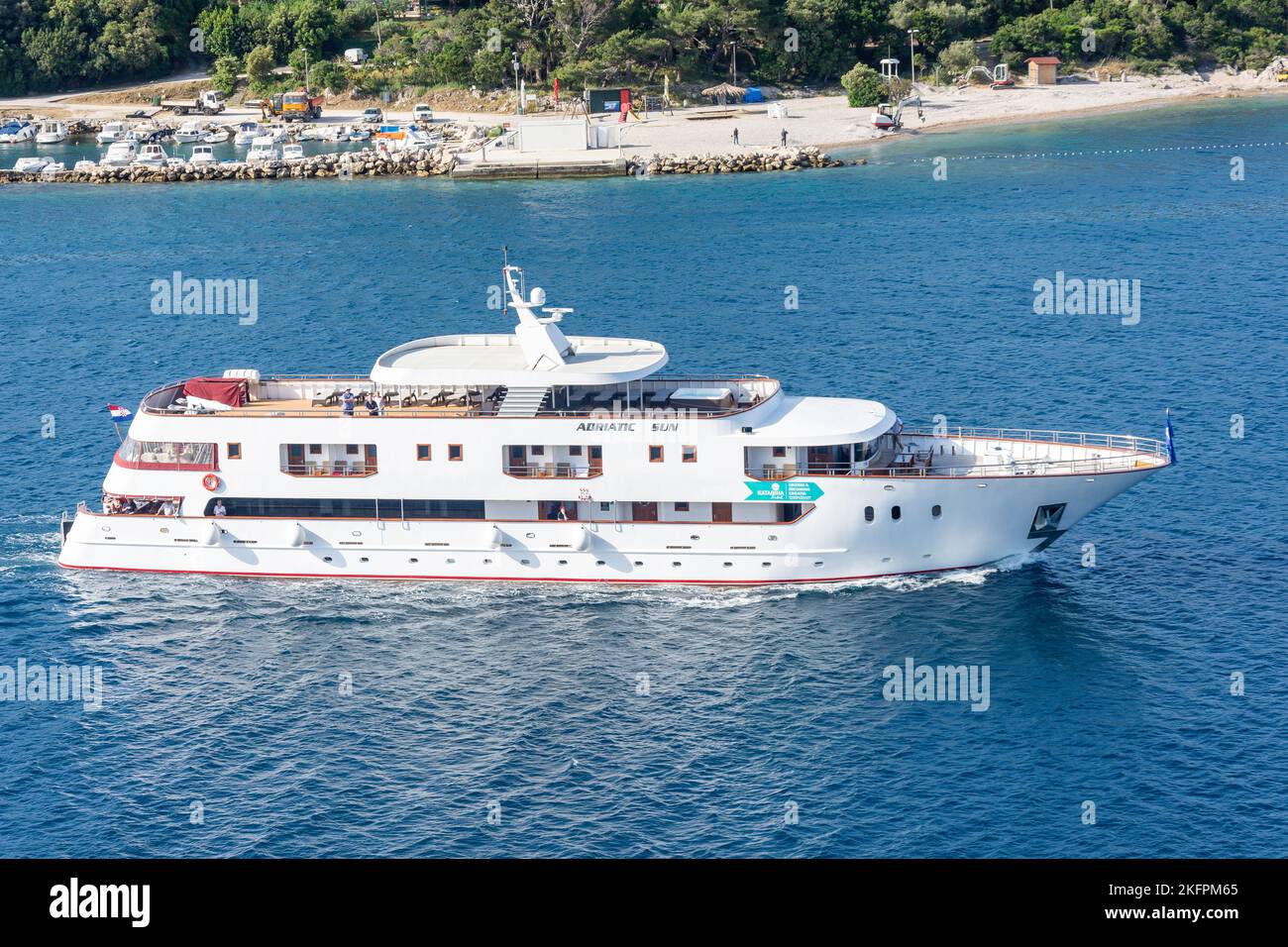 Adriatc Sun luxury motor yacht approaching Split, Split-Dalmatia County, Croatia Stock Photo
