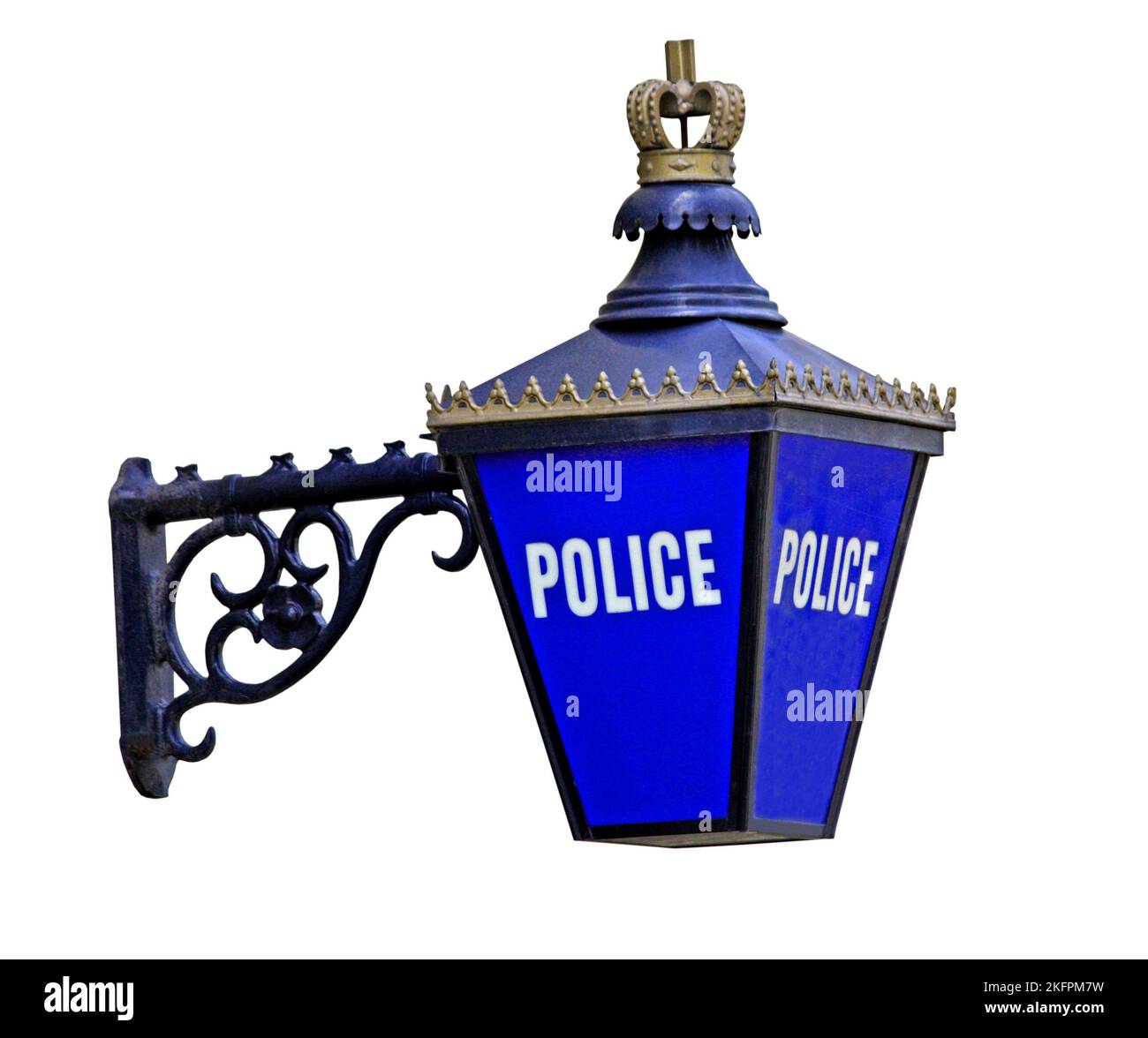 An Outdoor Blue Sign for a Police Station. Stock Photo