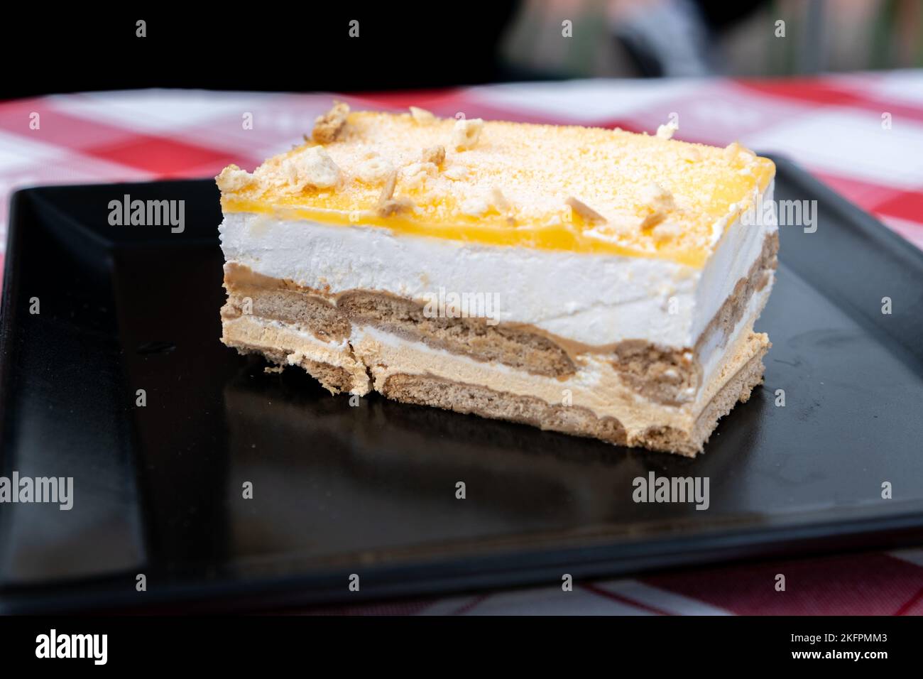Traditional portuguese dessert made with eggs, cake, ice cream and cookies Stock Photo