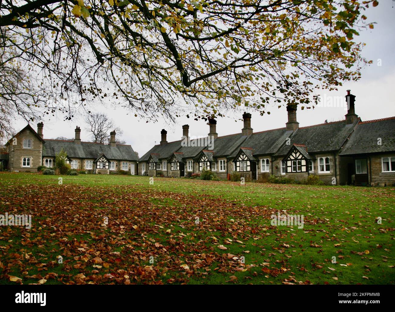 A view of the Almshouses at Waddington near Clitheroe, Lancashire, United Kingdom, Europe Stock Photo