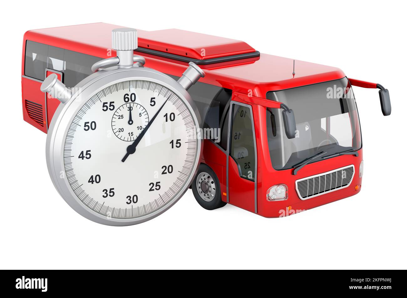 Bus with stopwatch. 3D rendering isolated on white background Stock ...