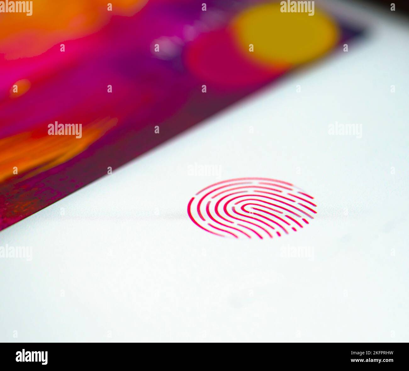 Fingerprint image on the display of the device, paying internet Stock Photo