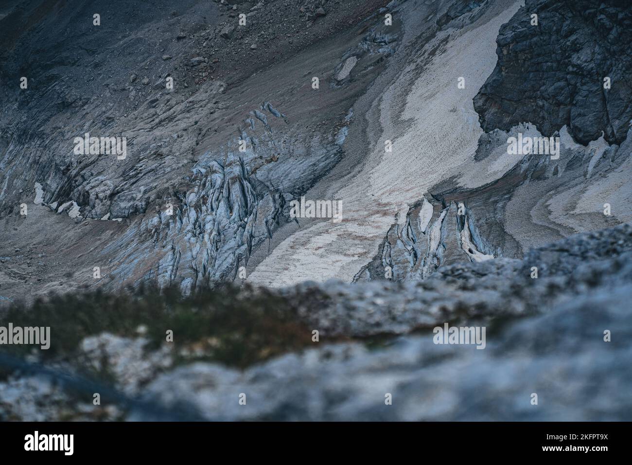 A beautiful view of glacier on top of zugspitze, the biggest mountain ...