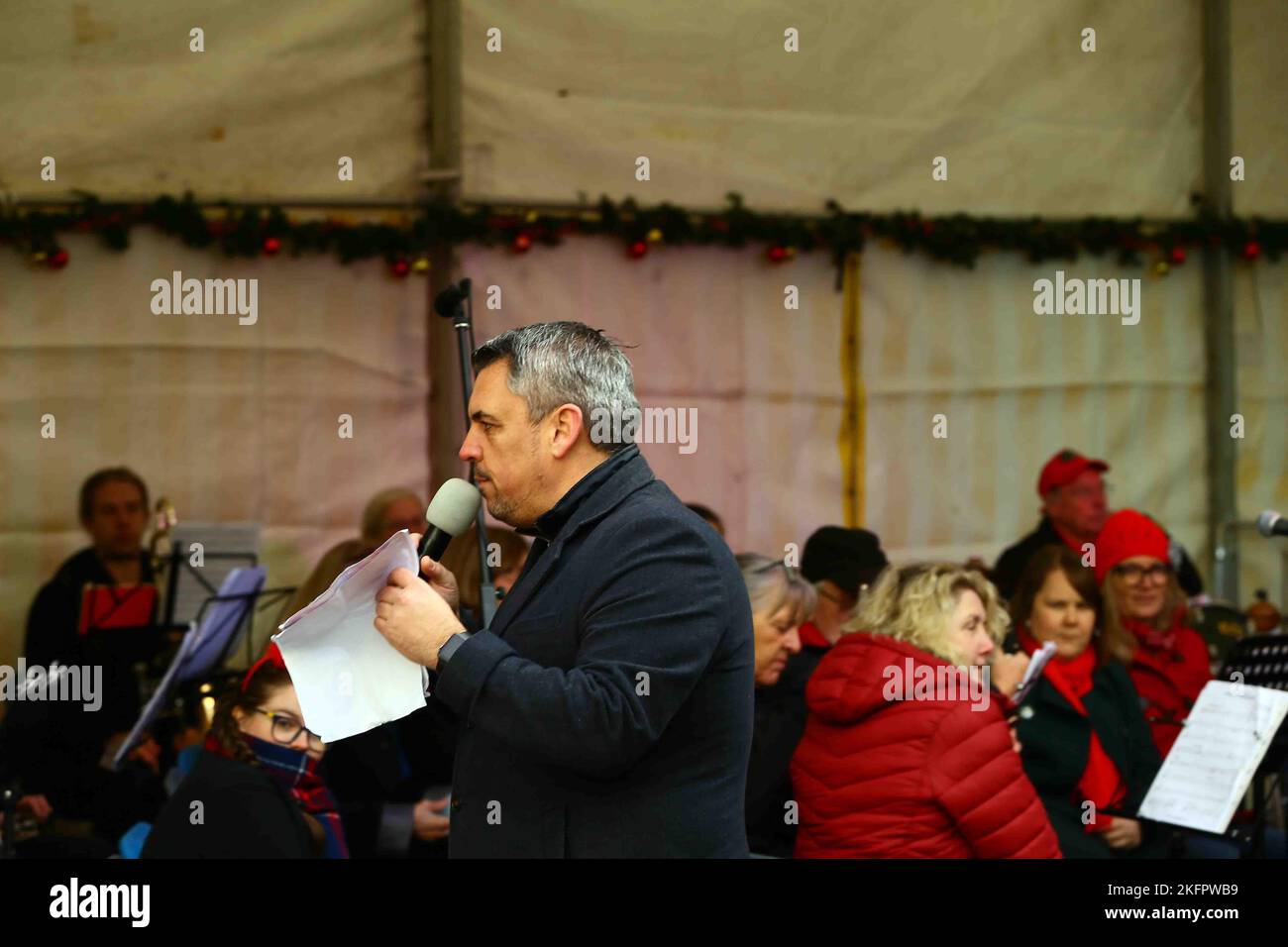 Carmarthen town Christmas light switch on Stock Photo Alamy
