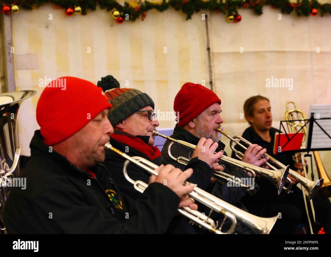 Carmarthen town Christmas light switch on Stock Photo Alamy