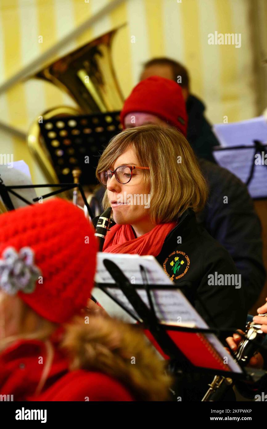 Carmarthen town Christmas light switch on Stock Photo Alamy