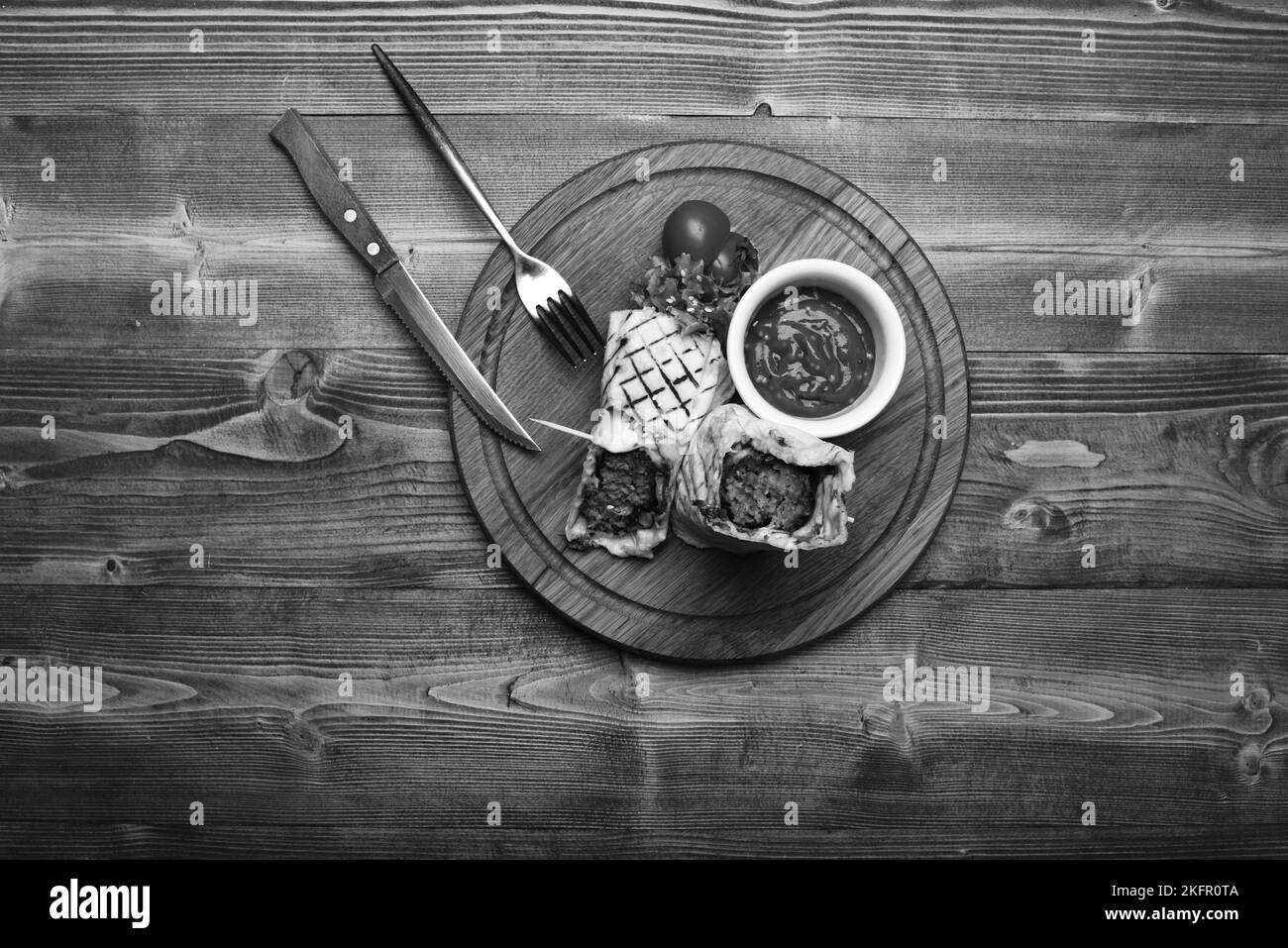 Meat shawarma Black and White Stock Photos &amp; Images - Alamy