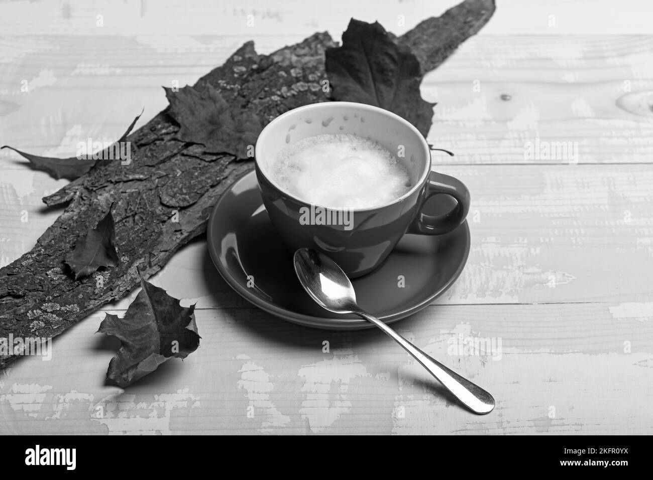 Cup capuccino coffee cream Black and White Stock Photos &amp; Images - Alamy