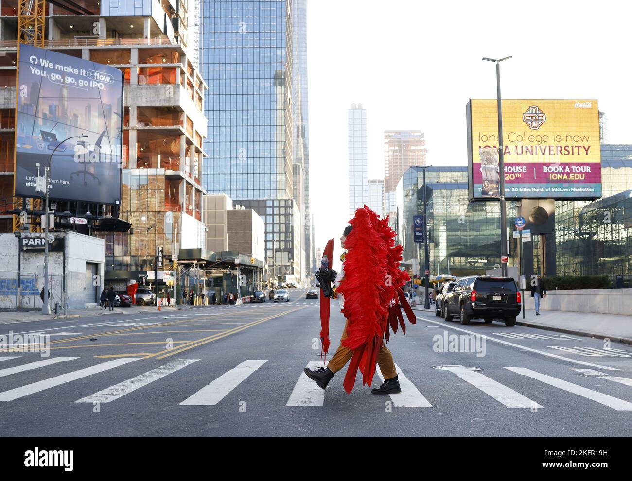 New York, United States. 19th Nov, 2022. A Cosplayer in costume crosses