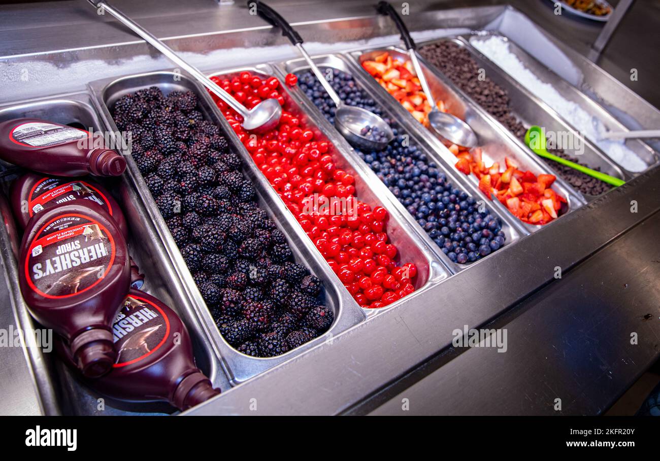 https://c8.alamy.com/comp/2KFR20Y/ingredients-are-displayed-at-the-waffle-station-at-the-cantigny-warrior-dining-facility-on-fort-riley-kansas-october-1-2022-1st-armored-brigade-combat-team-1st-infantry-division-set-up-a-waffle-station-as-part-of-an-updated-menu-they-will-begin-serving-as-they-officially-take-control-of-the-dining-facility-2KFR20Y.jpg
