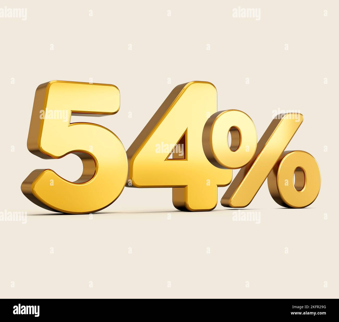A 3d illustration of golden number 54 percent isolated on beige ...