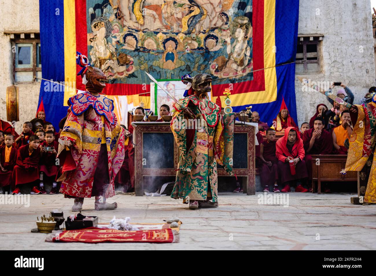 Two monks in traditional demon ghost outfit performing Dance at the ...
