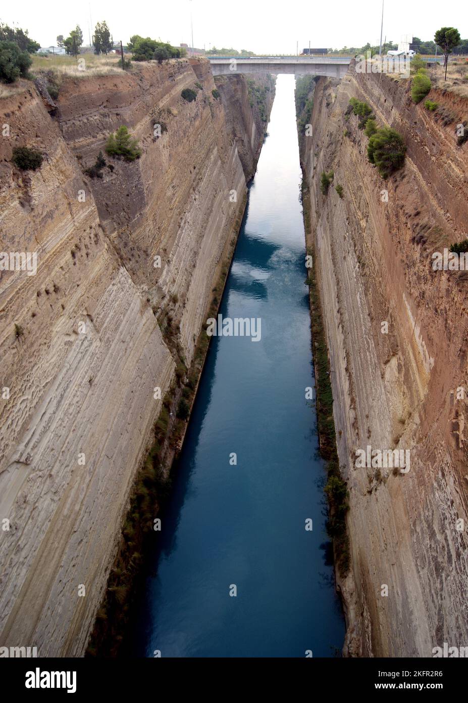 Corinth Canal, completed in 1893, connecting the Gulf of Corinth of the Ionic Sea with the Saronic Gulf in the Aegean Sea, Greece Stock Photo