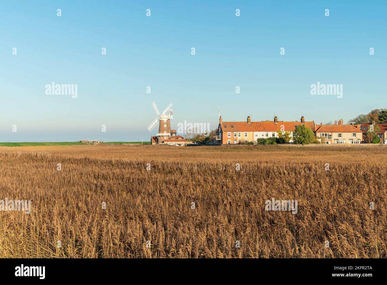 Cley village and windmill, Cley-next-the-sea, Norfolk, United Kingdom, 14 November 2022 Stock Photo