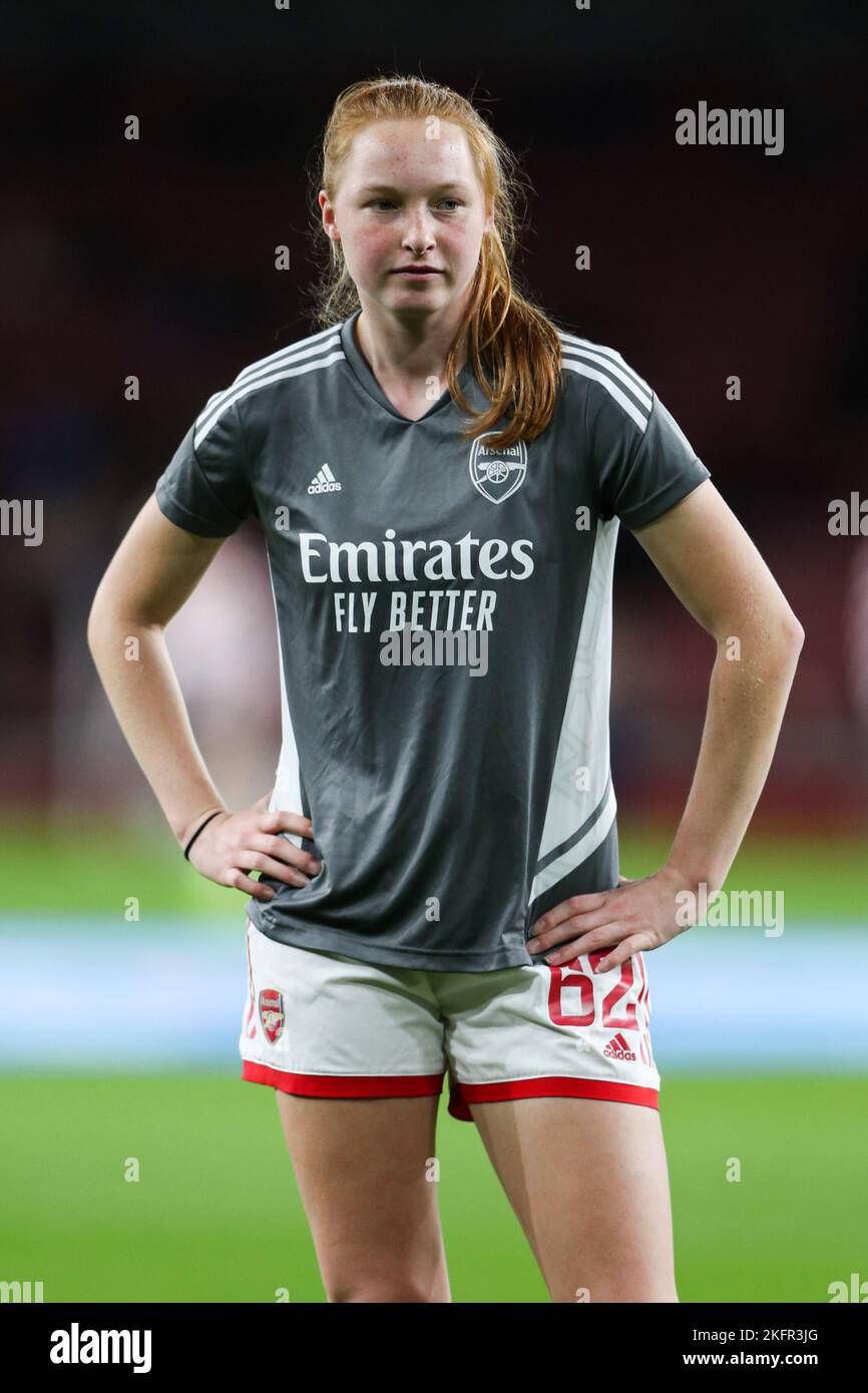 London, England, 19th November 2022. Katie Reid of Arsenal before the The FA Women's Super League match at the Emirates Stadium, London. Picture credit should read: Kieran Cleeves / Sportimage Stock Photo