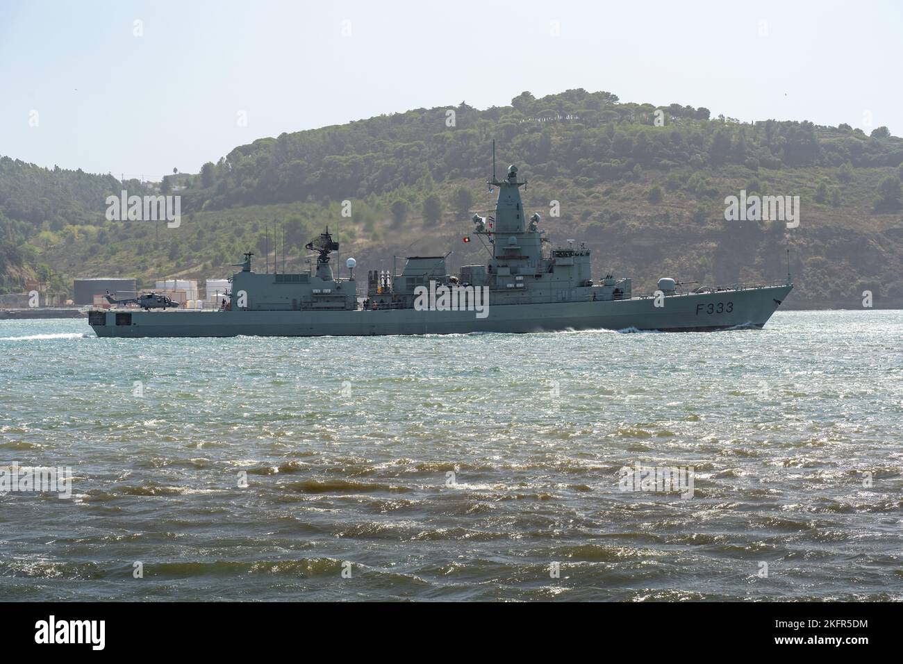 Lisbon, Portugal - September 2022: The NRP Bartolomeu Dias is a Karel Doorman-class frigate in the Portuguese Navy Stock Photo