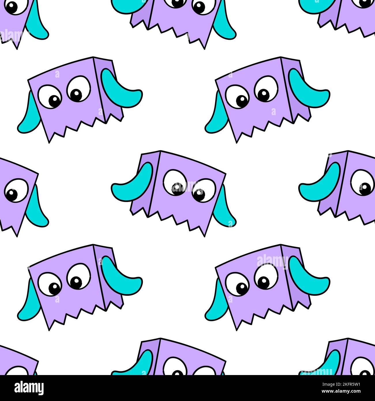 Cartoon Quite Patterns A pattern of cute funny cartoon characters isolated on white background ...