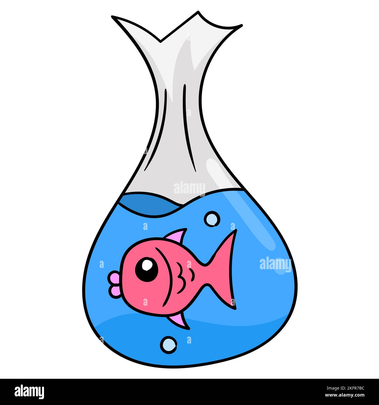 A vector illustration of a cute cartoon character fish in a bag with water  Stock Vector Image & Art - Alamy