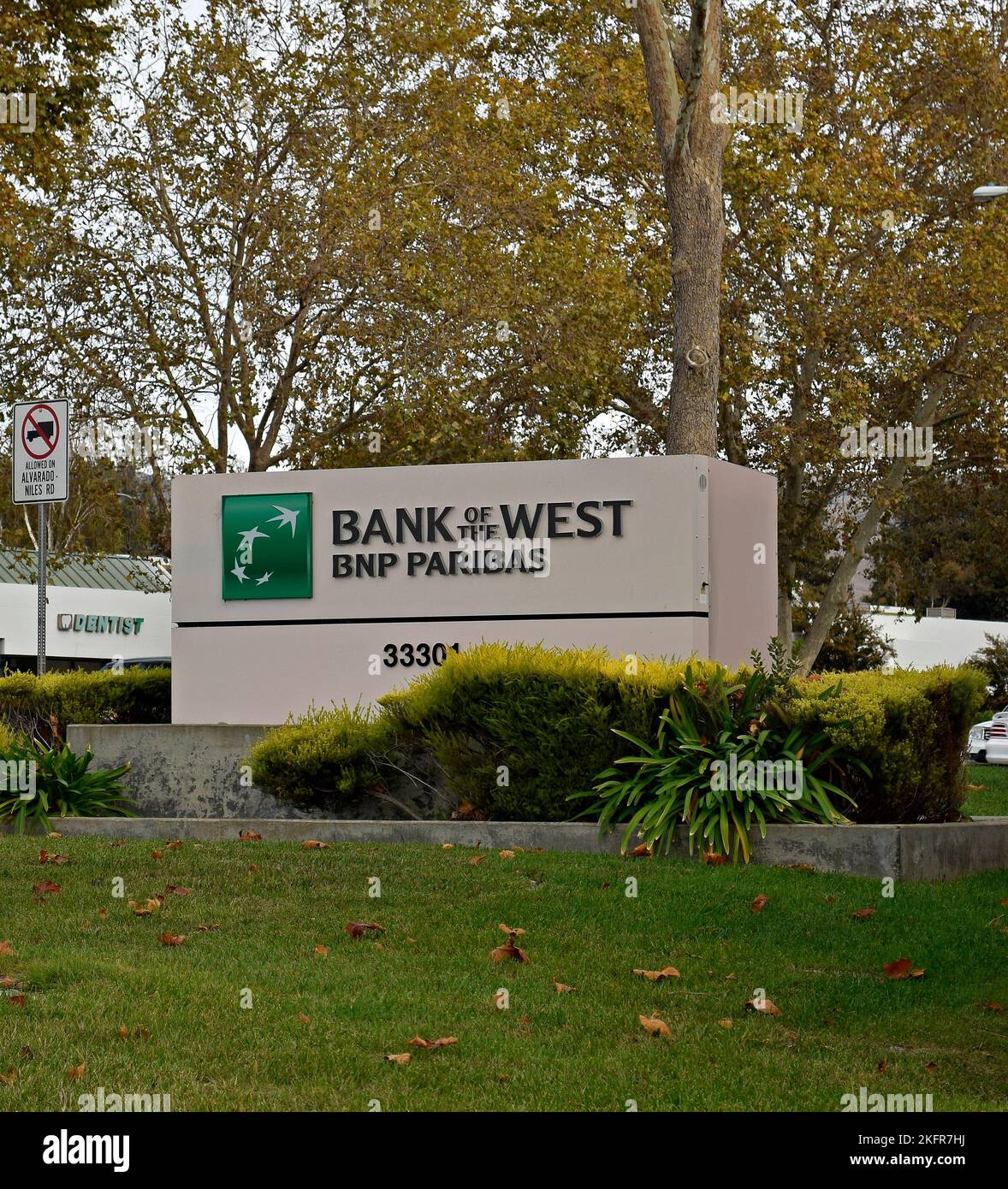 Bank of the West branch sign in Union City, California Stock Photo