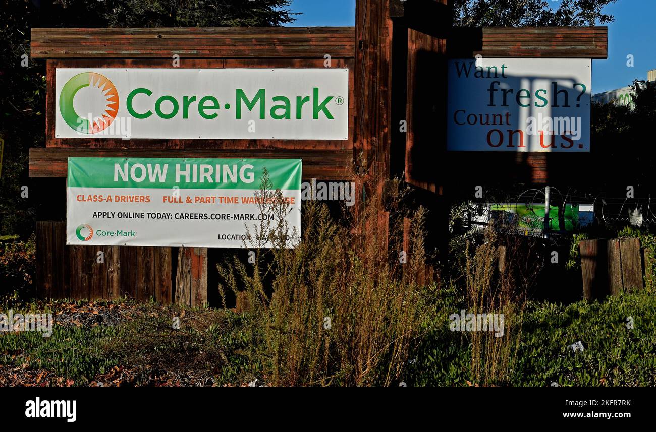 Core-Mark now hiring sign in Hayward, California Stock Photo