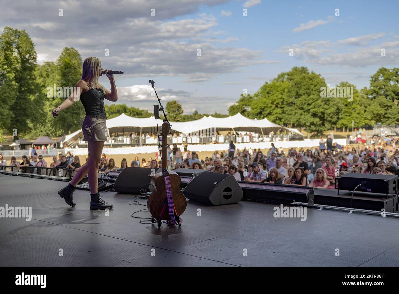 HATFIELD, ENGLAND Katie Kittermaster performs on stage supporting