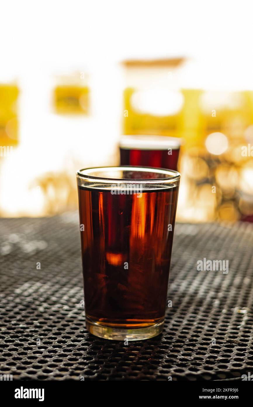 glasses with sherry on a table Stock Photo