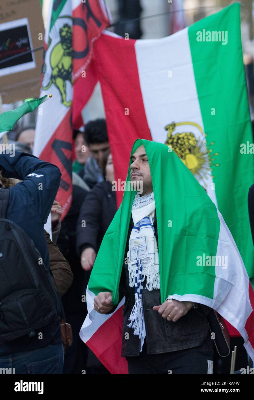Westminster, London, UK. 19th Nov, 2022. Iranians protest in London following the death of 22