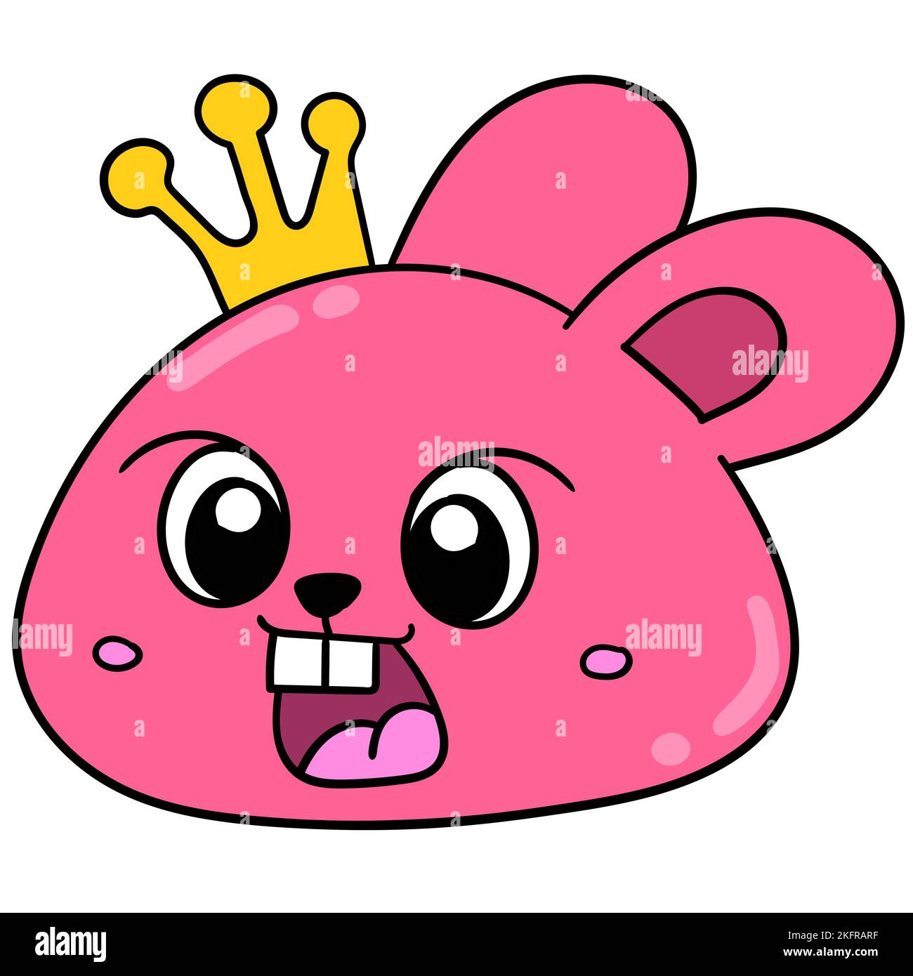 A vector illustration of a cute cartoon pink bunny wearing a crown ...