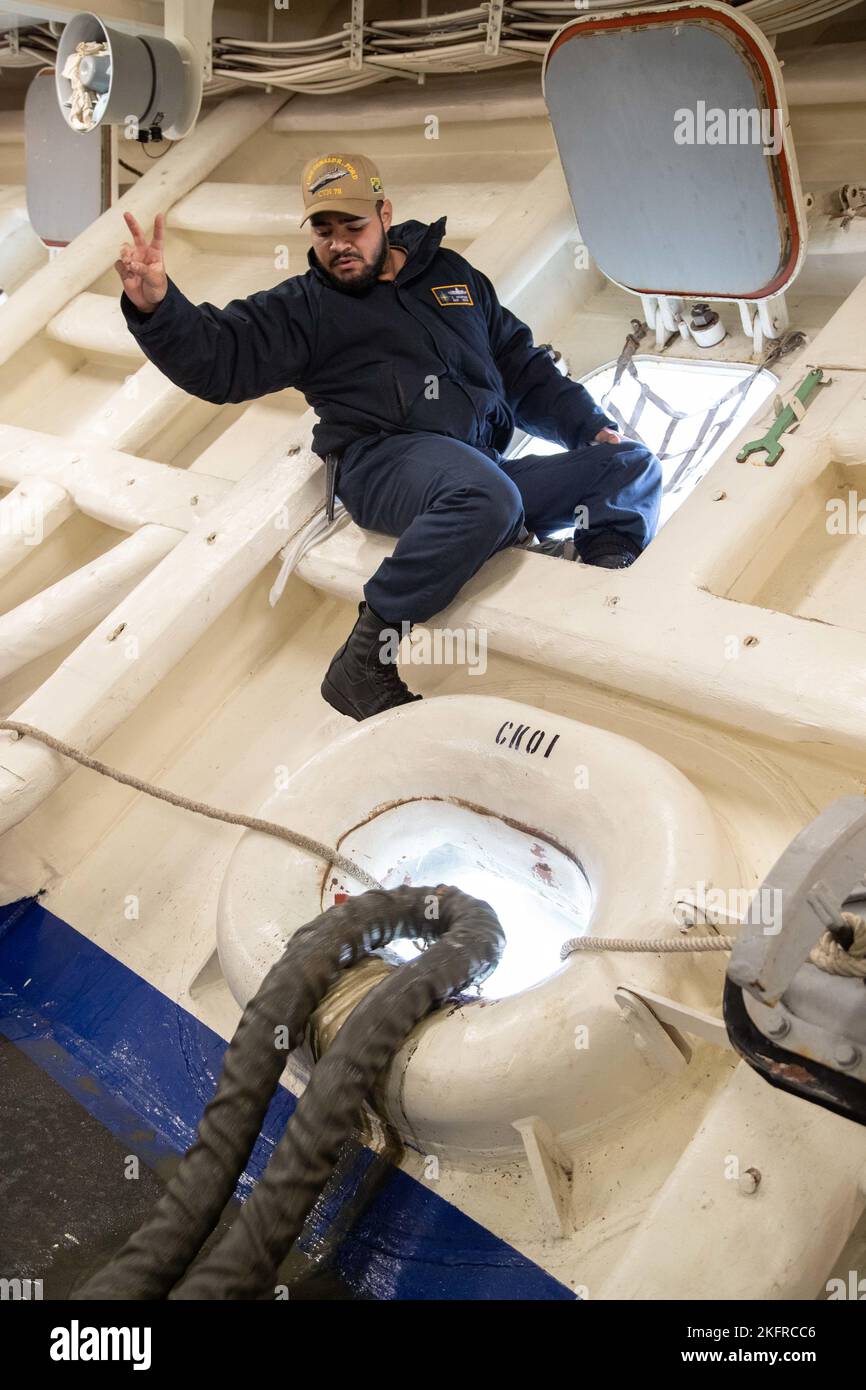 Boatswain's Mate 2nd Class Steven Pedrozo, from New York, assigned to