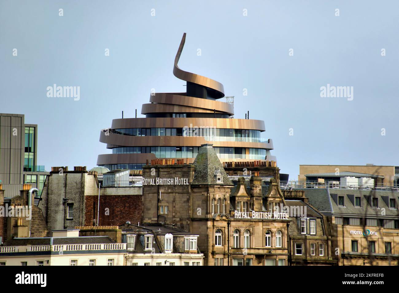 St James Quarter , St James hotel WALNUT WHIP  the turd poo corner aerial view Stock Photo