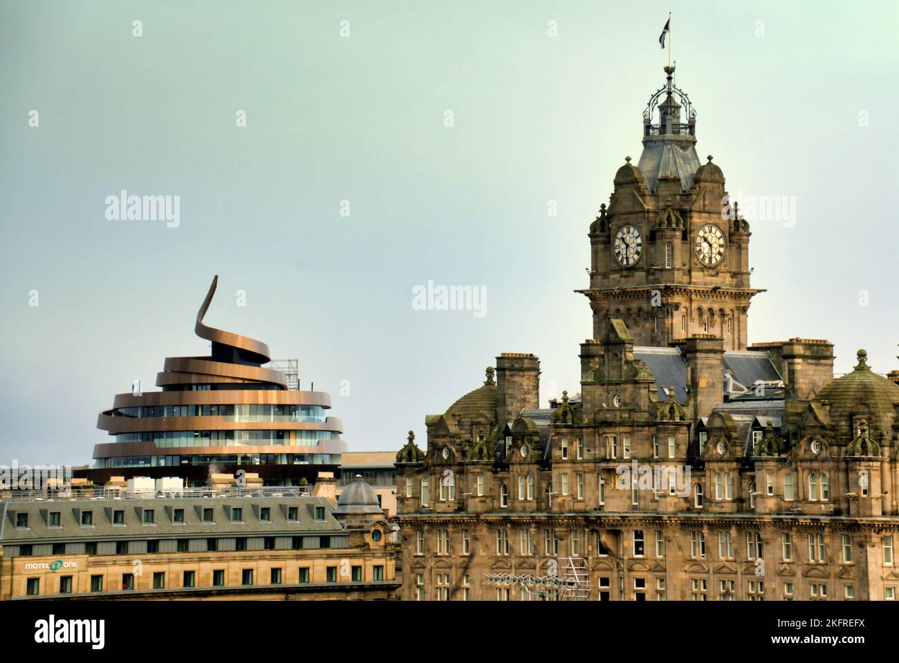 The Balmoral hotel with St James hotel WALNUT WHIP  the turd poo corner in the distance aerial view Stock Photo