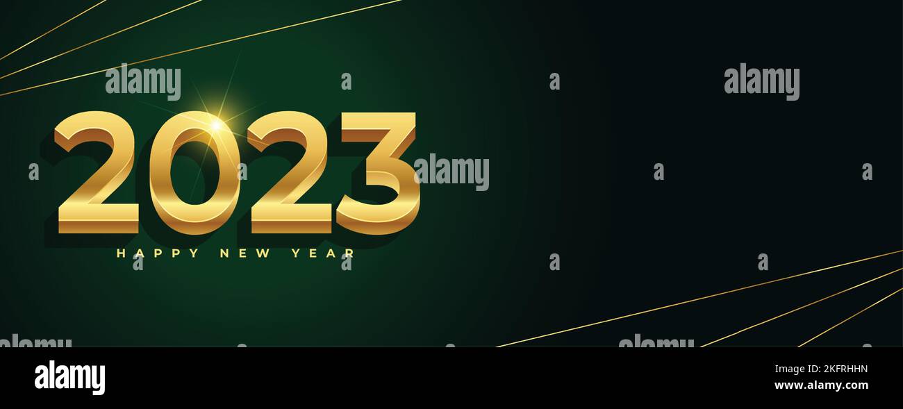 happy new year festival banner with 3d style 2023 golden text vector Stock Vector Image & Art