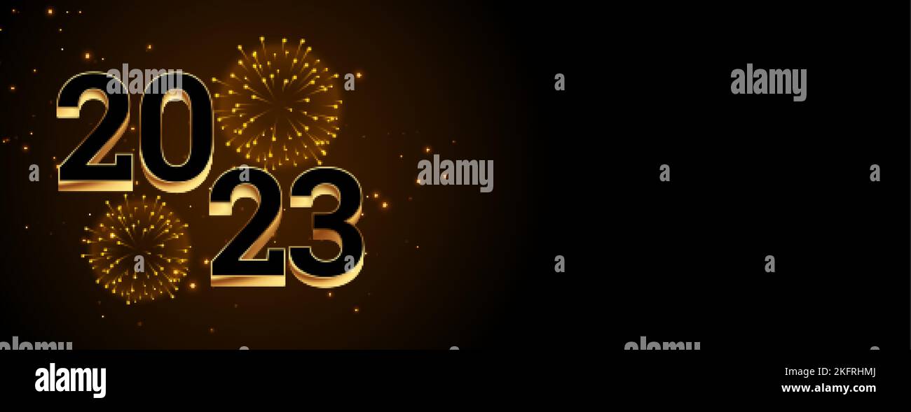 3d style 2023 new year firework celebration banner vector Stock Vector ...