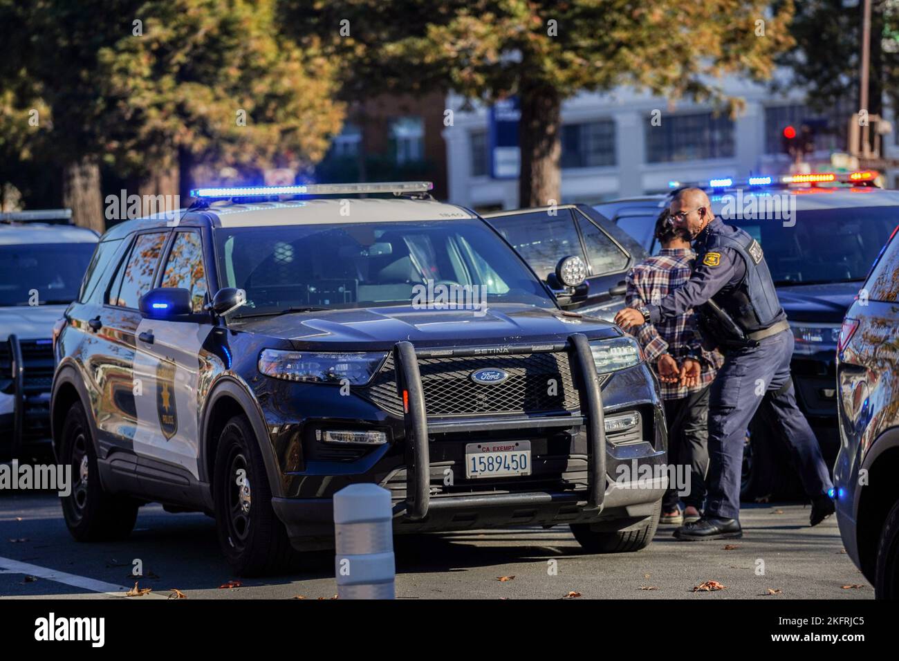 The suspect was arrested by police. A traffic violation suspect was ...