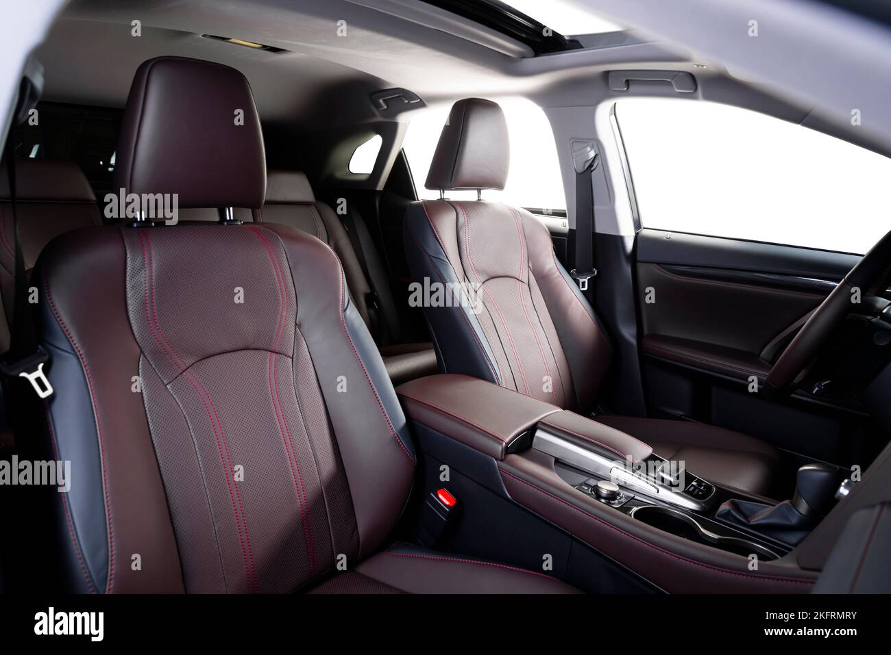 Luxury car inside. Interior of prestige modern car. Comfortable leather