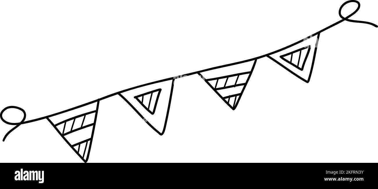 Hand Drawn ribbon for party illustration isolated on background Stock ...
