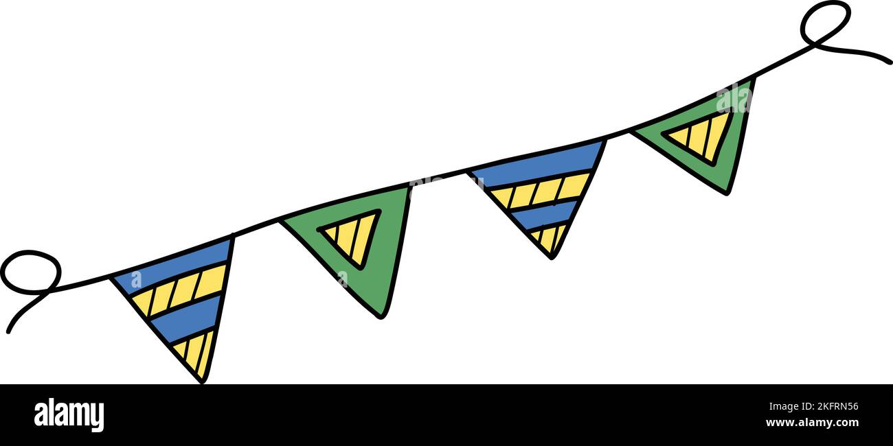 Hand Drawn ribbon for party illustration isolated on background Stock ...