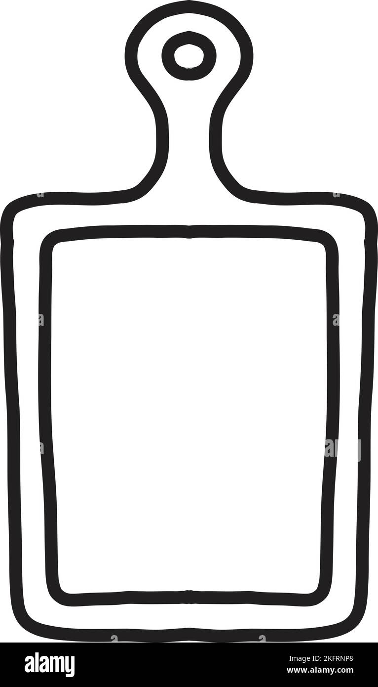 Hand Drawn wooden cutting board illustration isolated on background
