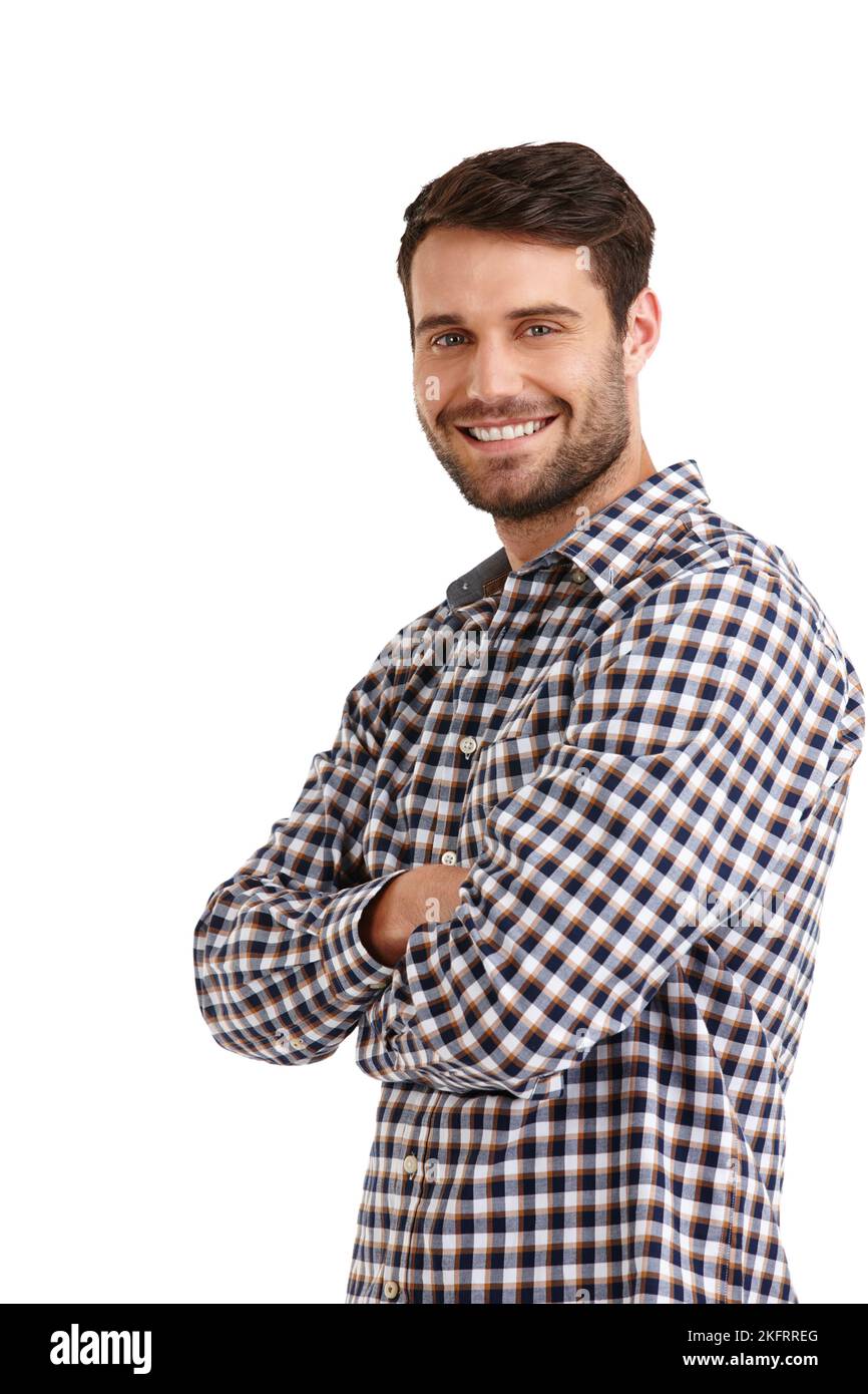 Hes got the look. Studio portrait of a handsome young man standing with ...