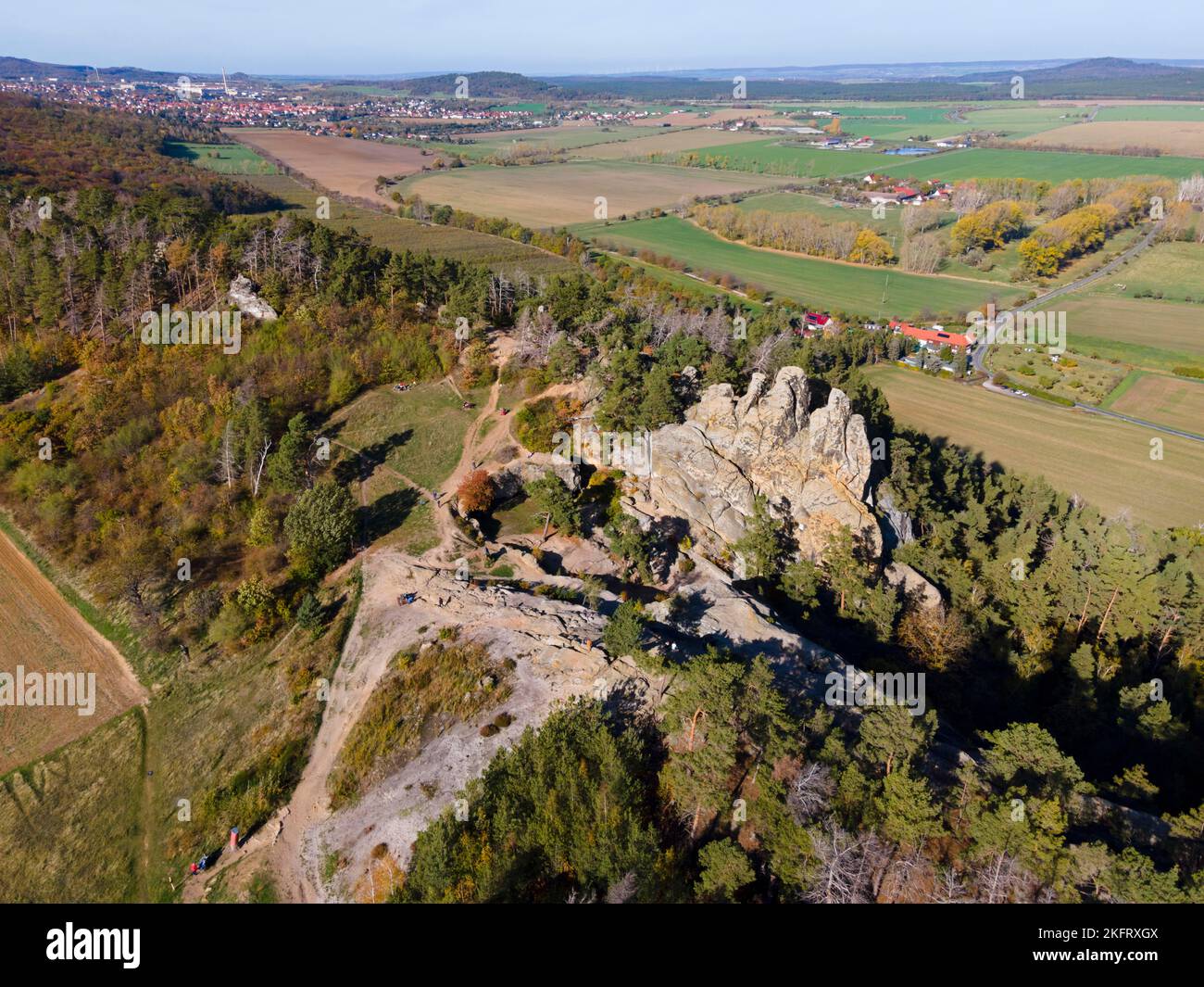 Drone image, sandstone formation Hamburger Wappen, Teufelsmauer nature ...