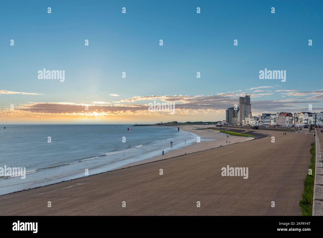 Cityscape on the Grand Boulevard of Vlissingen, prison tower on the right, Vlissingen, Zeeland, Netherlands Stock Photo