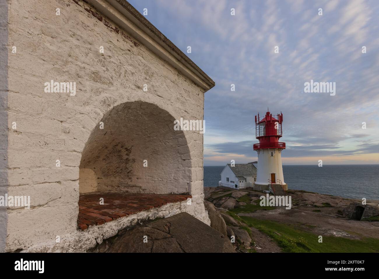 Evening atmosphere at Lindesnes Lighthouse, Norway, Europe Stock Photo