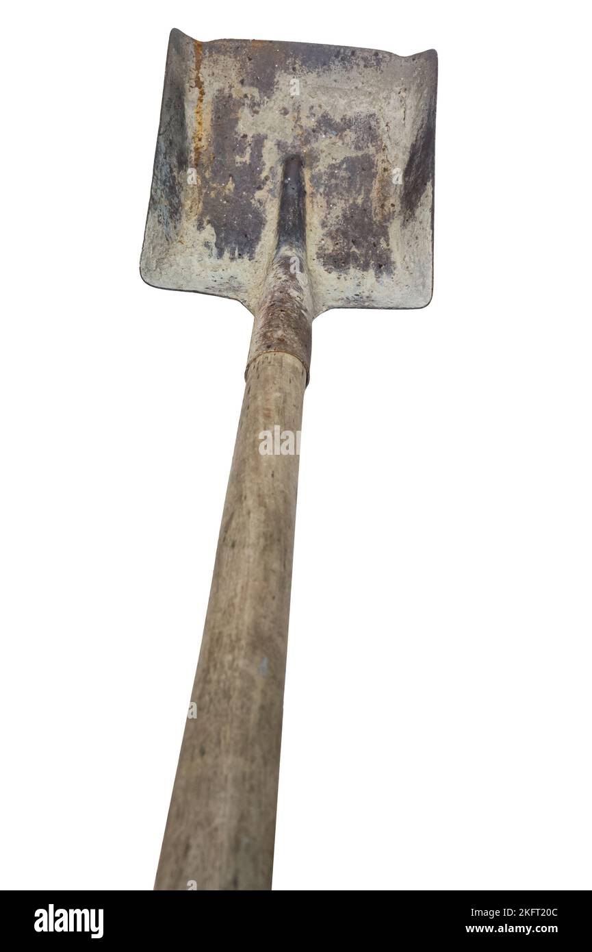 rusty square point shovel. isolated on white background Stock Photo