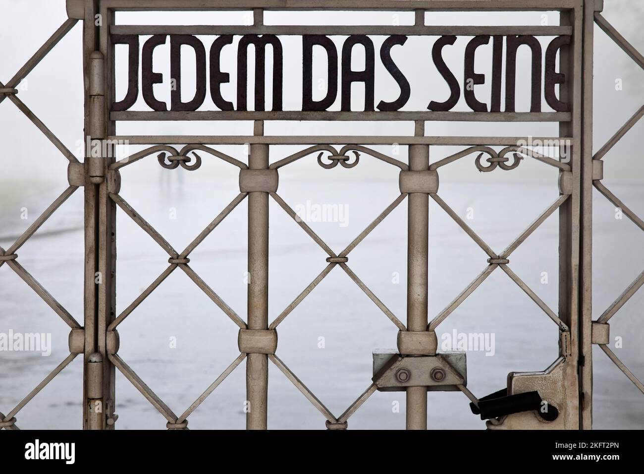 Entrance gate to beech forest concentration camp with the saying Jedem das Seine (To each his