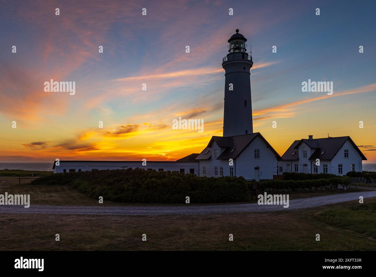 Evening atmosphere at Hirtshals lighthouse, Jutland, Denmark, Europe Stock Photo